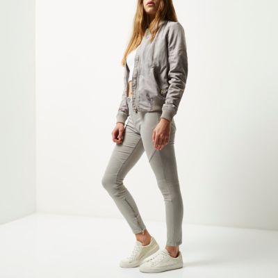 Grey biker-style Amelie superskinny jeans